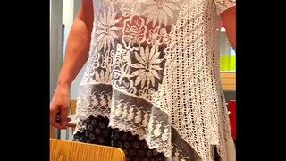 Flashing boobs in restaurant