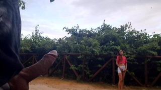 Risky handjob in public and woman caught me masturbating!