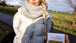 I blow and fuck a stranger for the last Dubai chocolate from the discount store – RISKY PUBLIC SEX – Litclit
