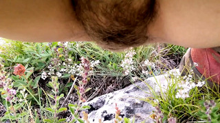 Pee outdoors, risky toilet  in the forest 4K