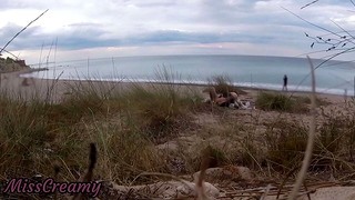French teacher Slut Blowjob Amateur on Nude Beach public front stranger with Cumshot – MissCreamy