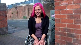 Wheelchair bound Leah Caprice in uk flashing and outdoor nudity