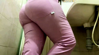 NURSE RECORDED PISSING IN PUBLIC RESTROOM