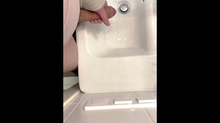 In public restroom while excited about meeting girl