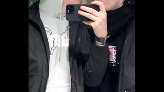 Just a quick kiss in a public restroom… or was it more than that?  We might&rsquo;ve filmed something else in there …