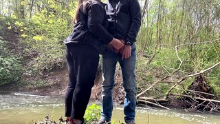 Lustful mother-in-law knows a lot about jerking off in nature