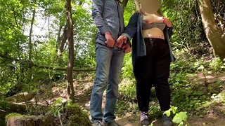 My fucking mother-in-law gives my dick a great handjob in nature