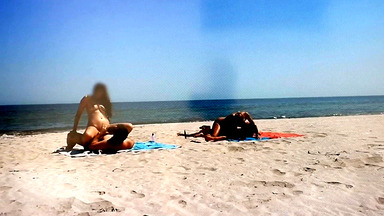 couple fucks on the beach and cumshot